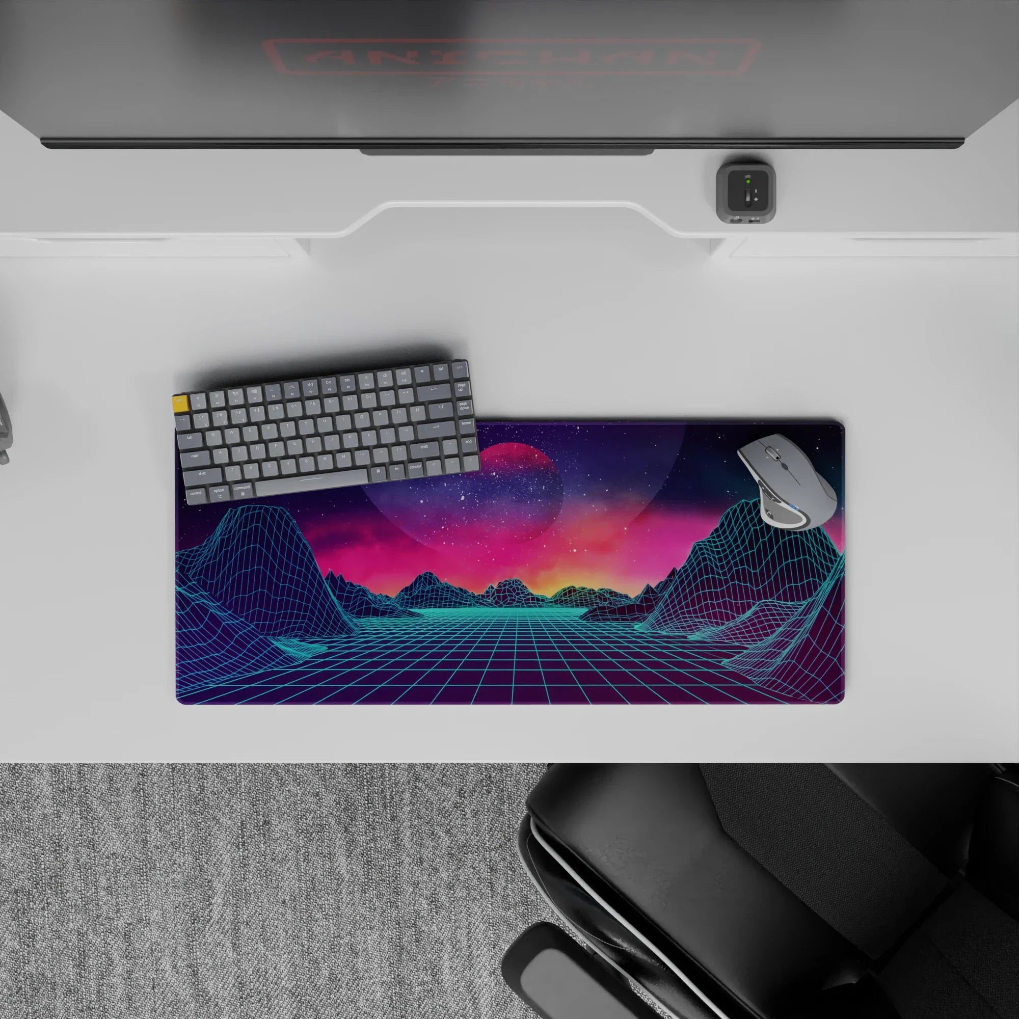 Retrowave - Vaporwave Deskmat | Mousepad | Deskpad - Neon Horizon Dreams