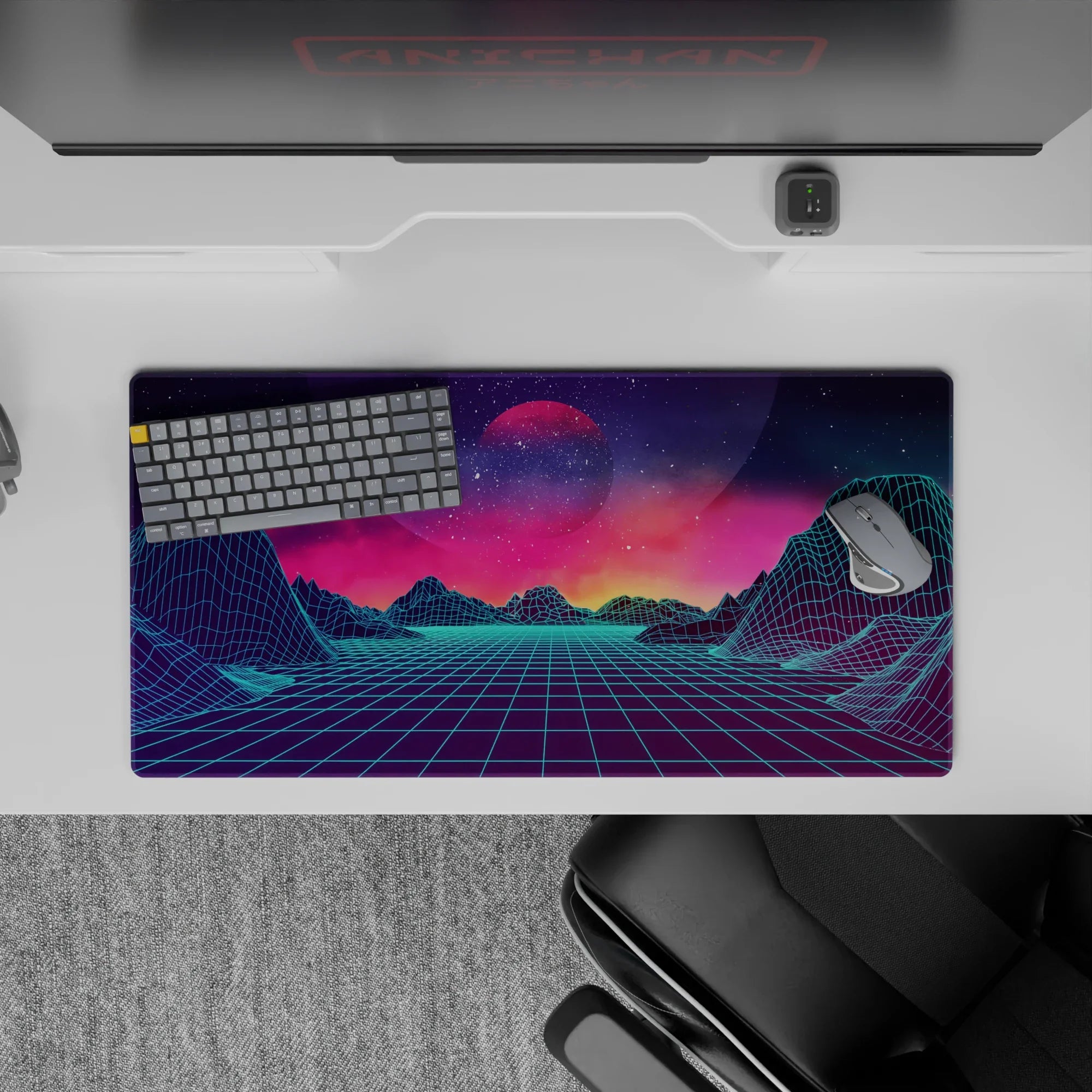 Retrowave - Vaporwave Deskmat | Mousepad | Deskpad - Neon Horizon Dreams