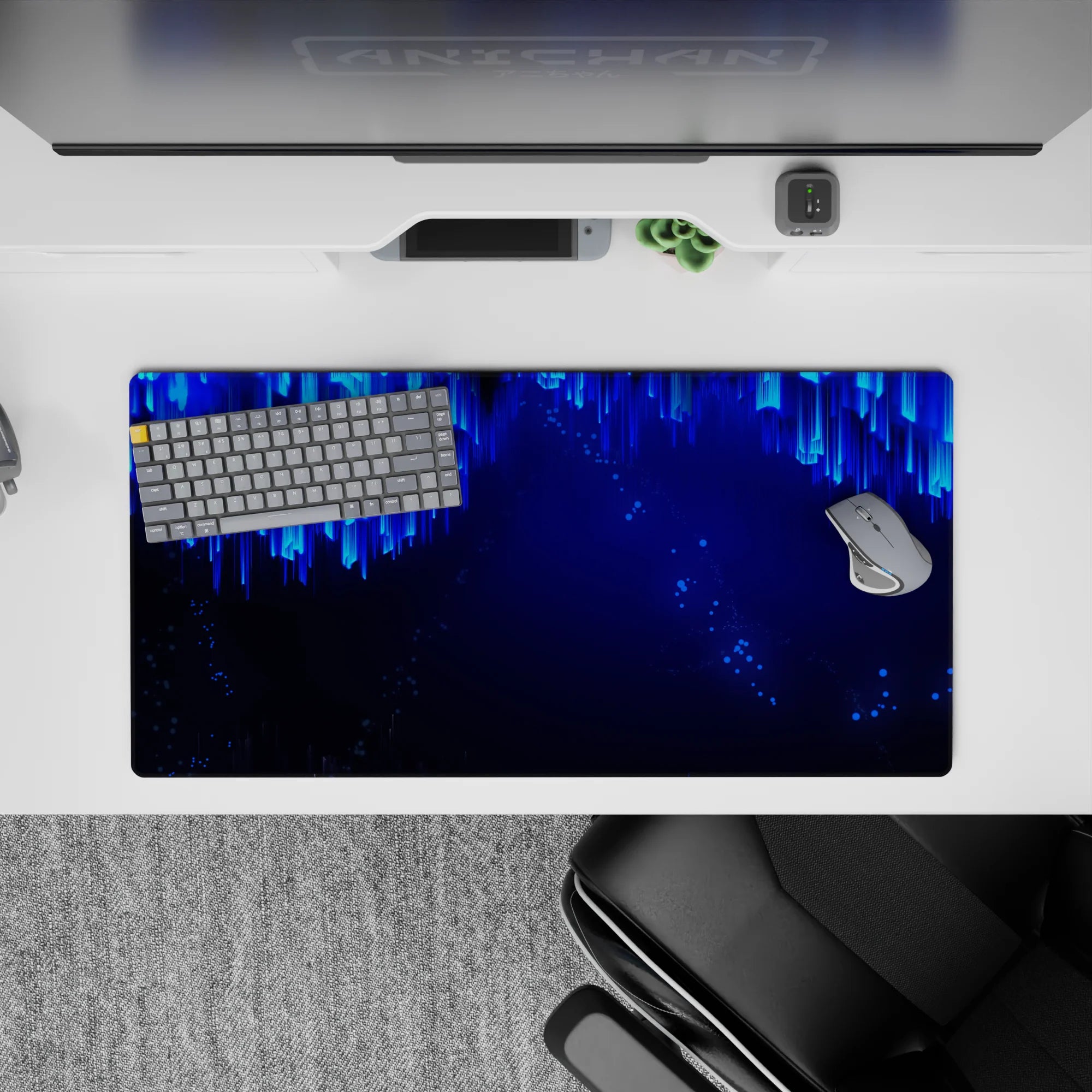 Abstract Deskmat | Mousepad | Deskpad - Neon Cascade - AniChan