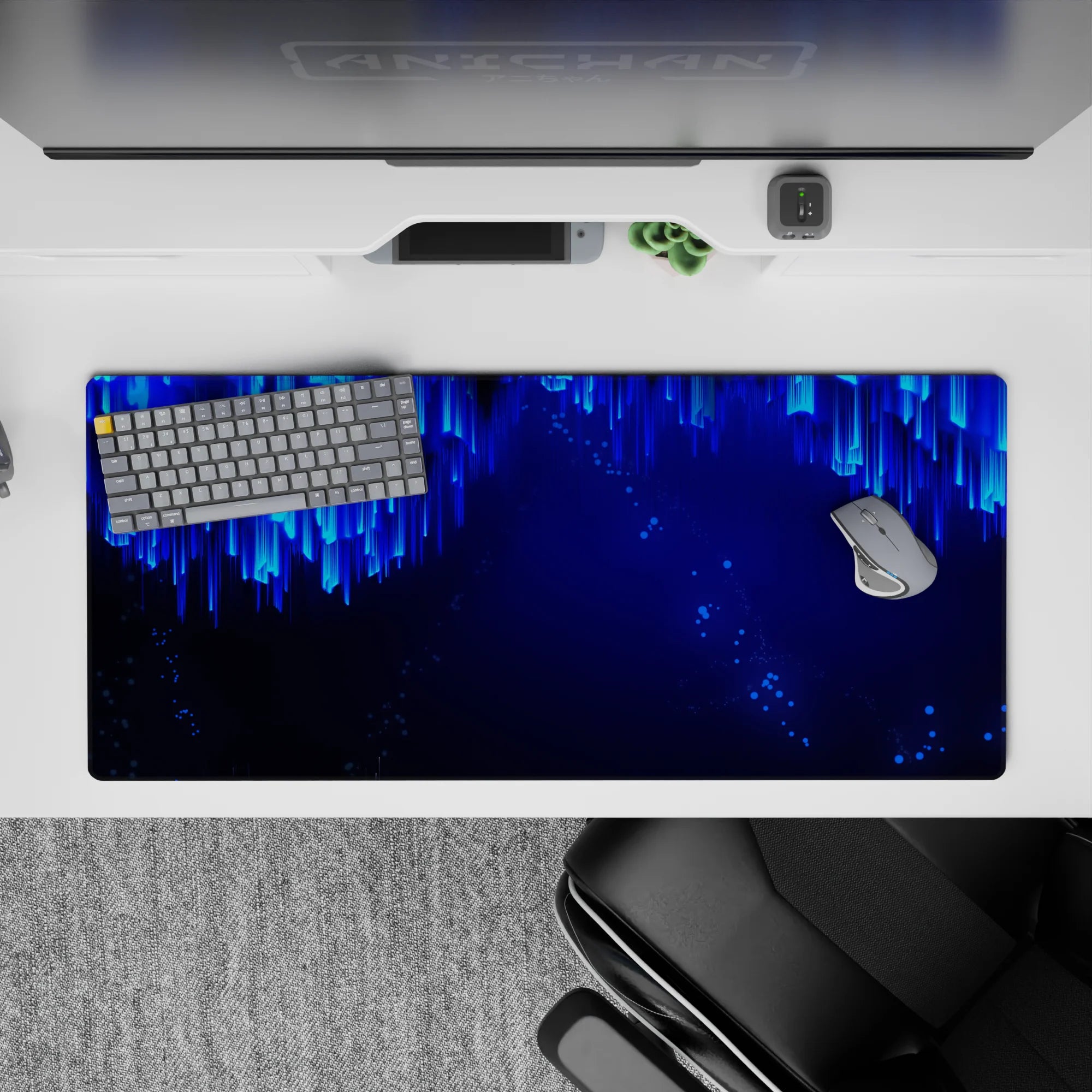 Abstract Deskmat | Mousepad | Deskpad - Neon Cascade - AniChan