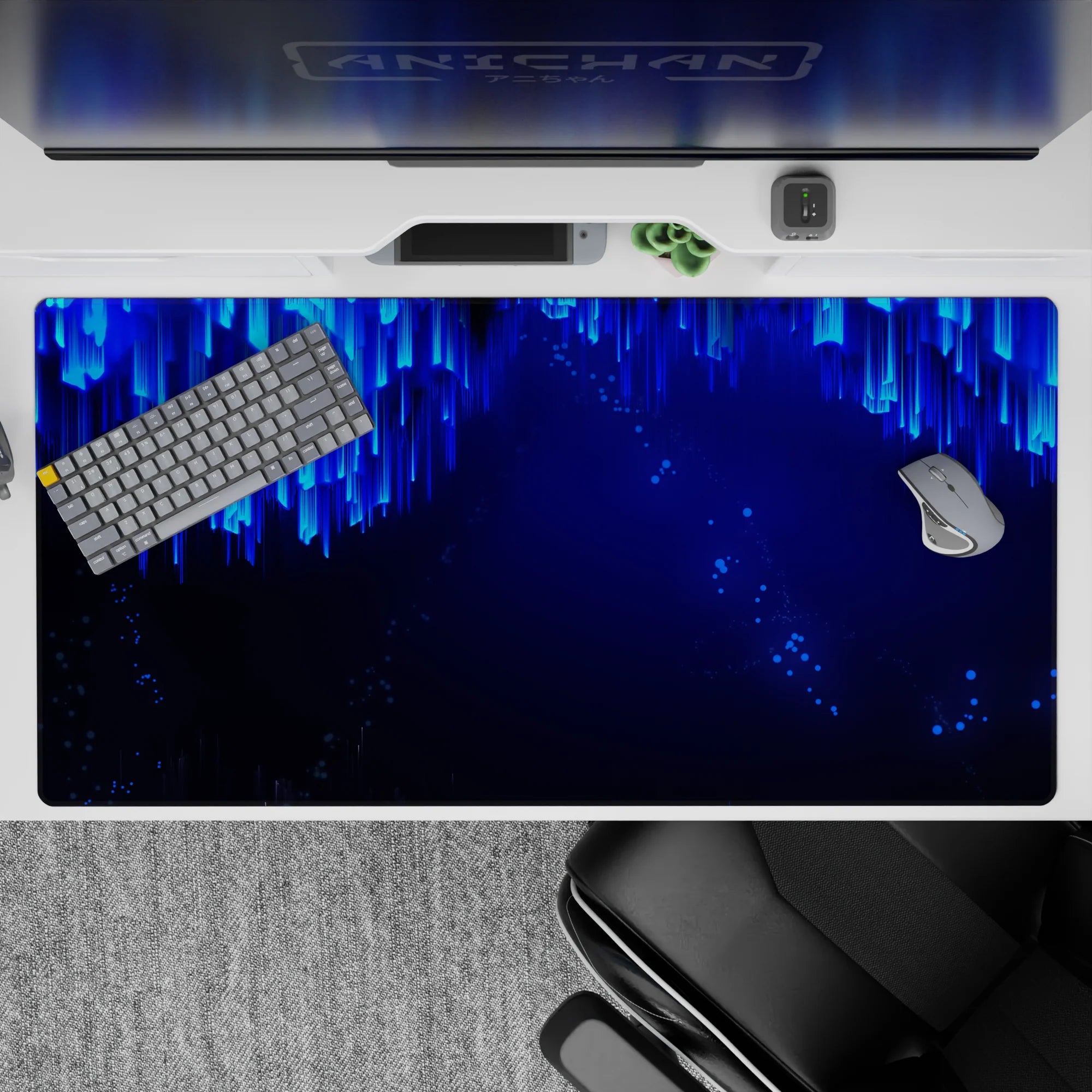 Abstract Deskmat | Mousepad | Deskpad - Neon Cascade - AniChan