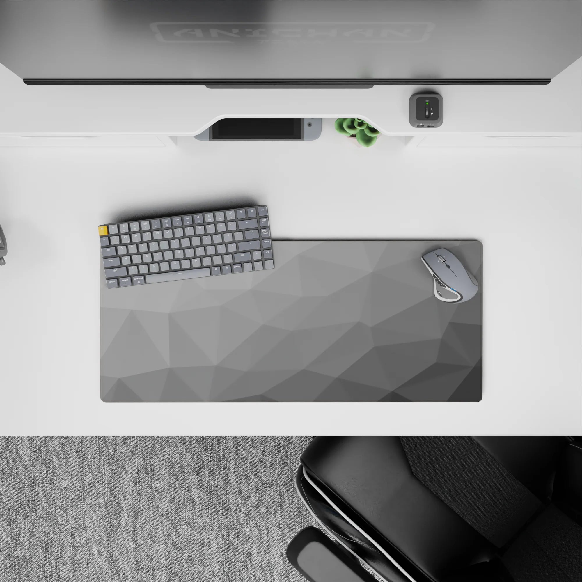 Geometry Abstract Deskmat | Mousepad | Deskpad - Monochrome Prism - AniChan