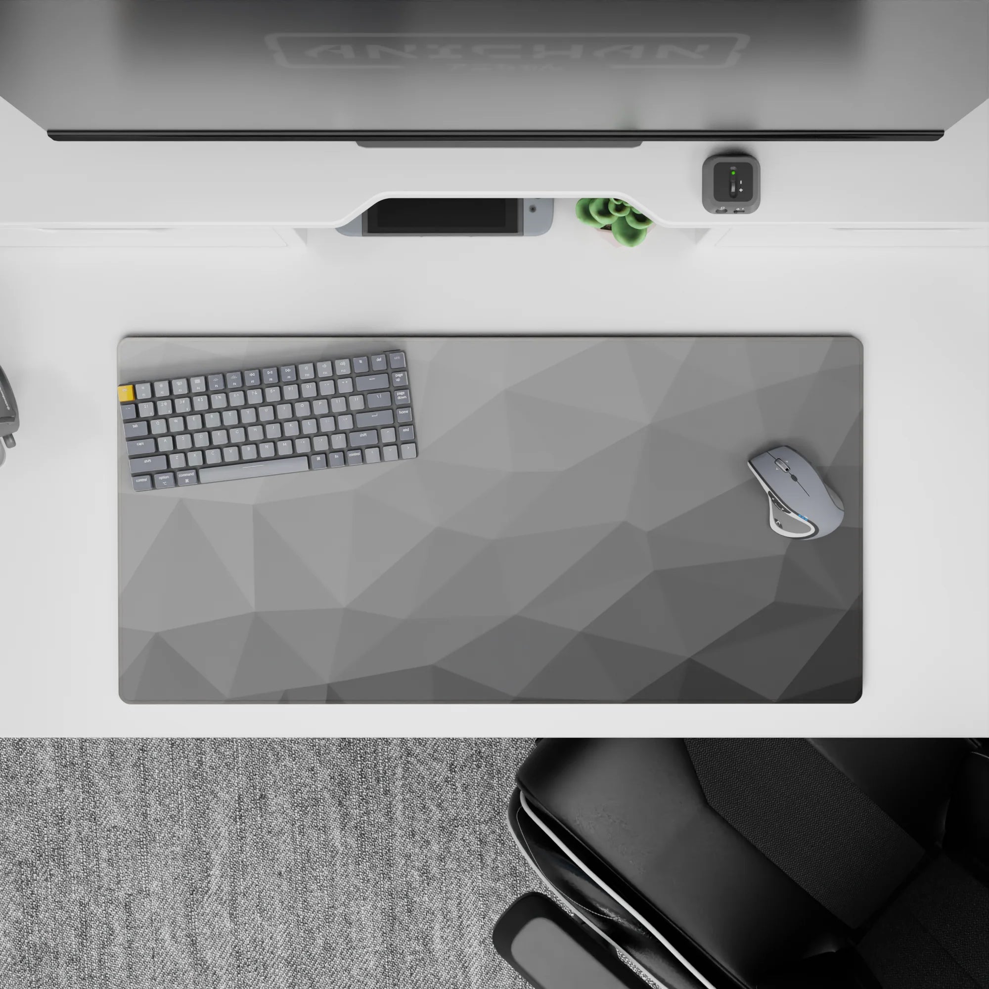 Geometry Abstract Deskmat | Mousepad | Deskpad - Monochrome Prism - AniChan