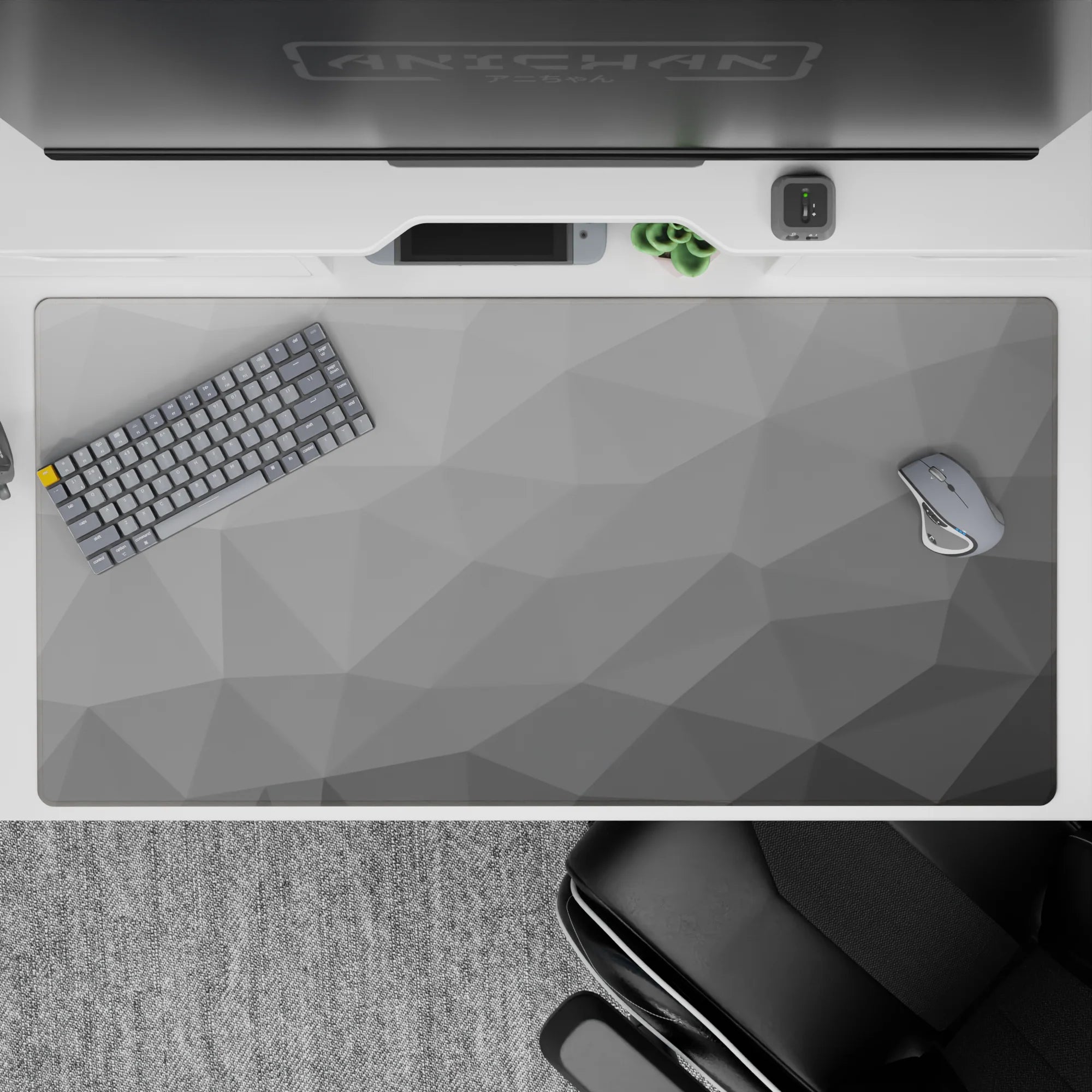 Geometry Abstract Deskmat | Mousepad | Deskpad - Monochrome Prism - AniChan