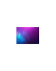 Galaxy swirl classic mouse pad 14x10 inches with deep violet-to-electric blue gradient and star specks.
