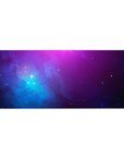 Galaxy vibe desk pad 36x16 inches with dreamy cloud swirls and tiny star specks for smooth tracking.