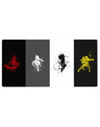 32x16 inches anime mouse pad with four warrior silhouettes in bold splash-ink style for a clean gaming desk.