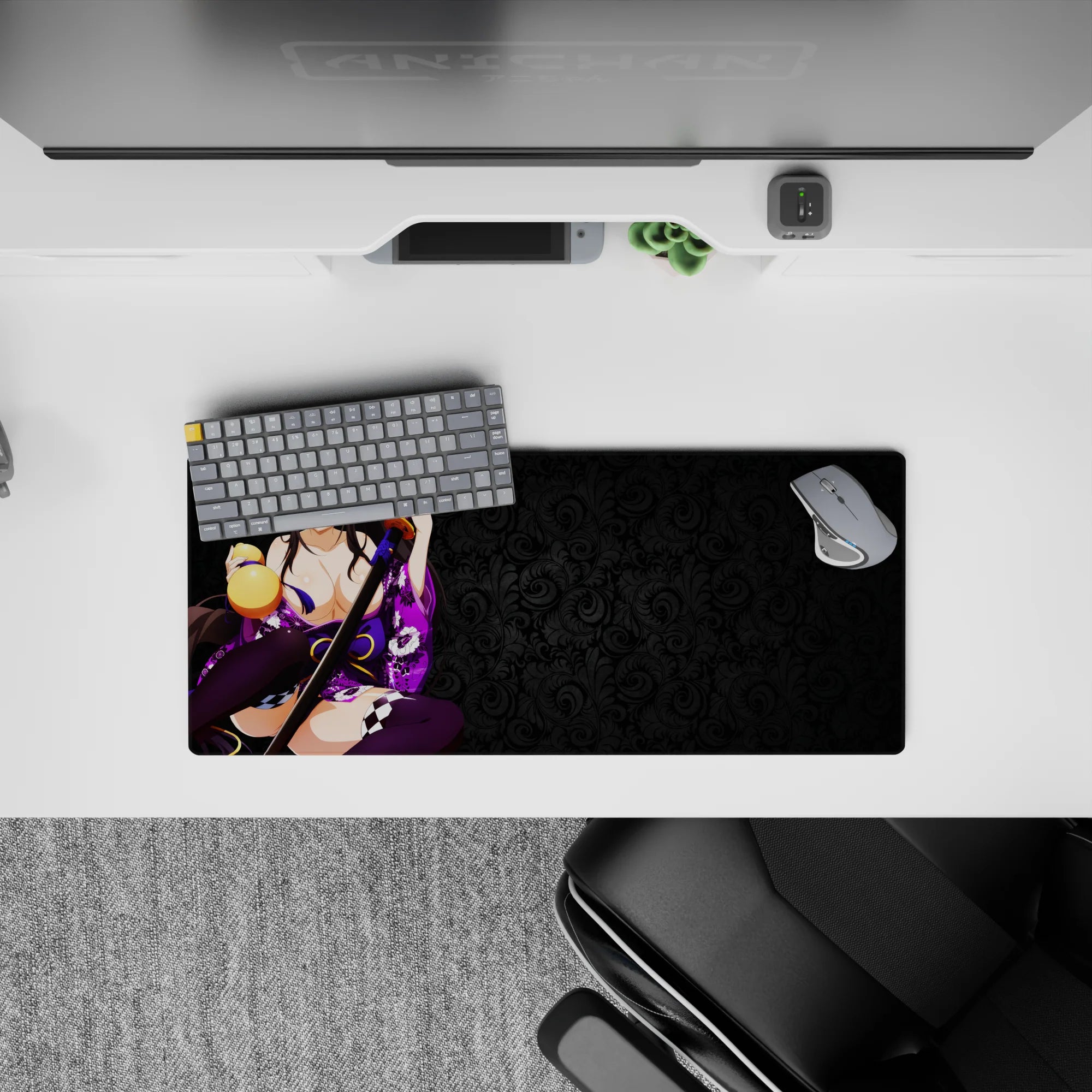 Akeno Himejima anime mouse pad, 28x12 inches, features her serene yet powerful demeanor from High School DxD, perfect for fans.