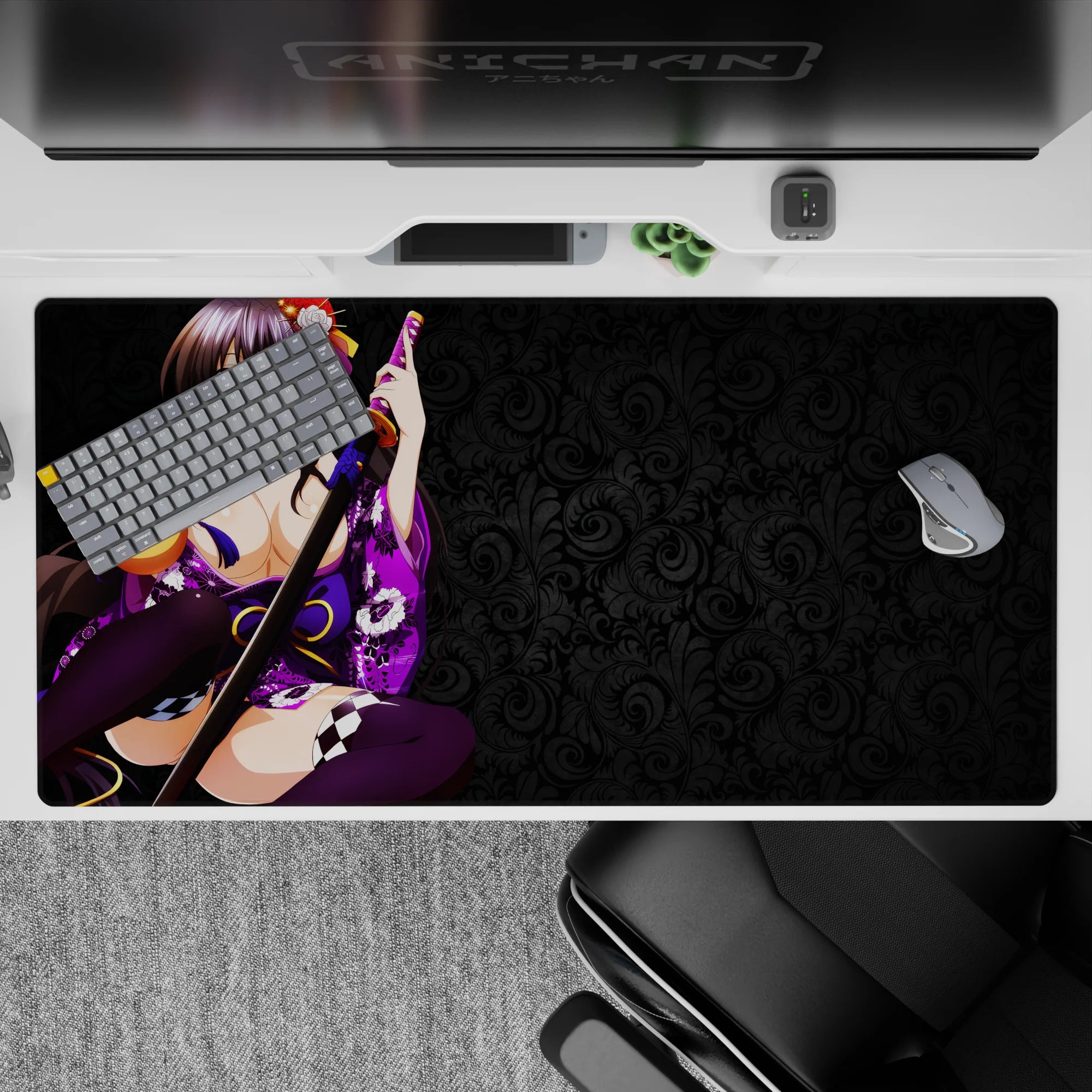 Akeno Himejima desk pad 40x20 inches, from High School DxD, features her serene power and floral shadows. Perfect for fans.