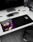 Akeno Himejima from High School DxD on a 36x16 inch mouse pad, with a serene yet powerful aura, glossy black hair, and a fiery hairpin.