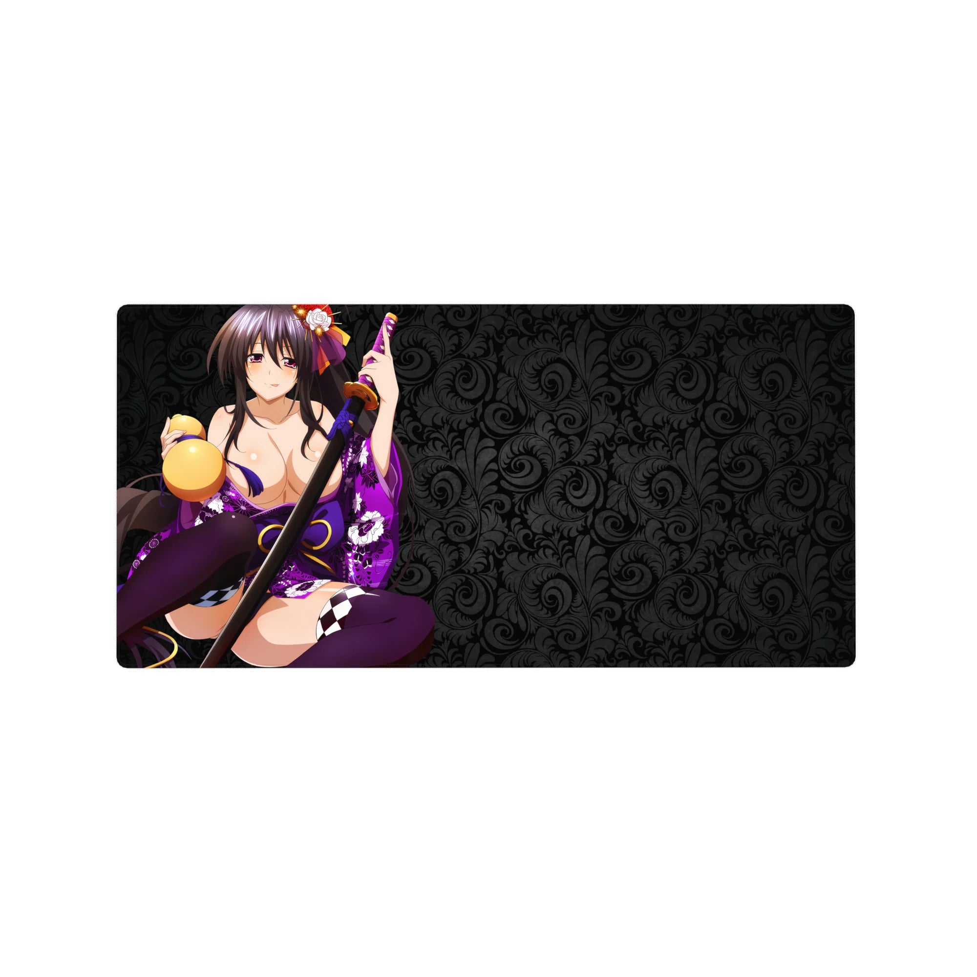 Akeno Himejima mouse pad 32x16 inches, featuring her serene yet powerful look from High School DxD, perfect for fans.