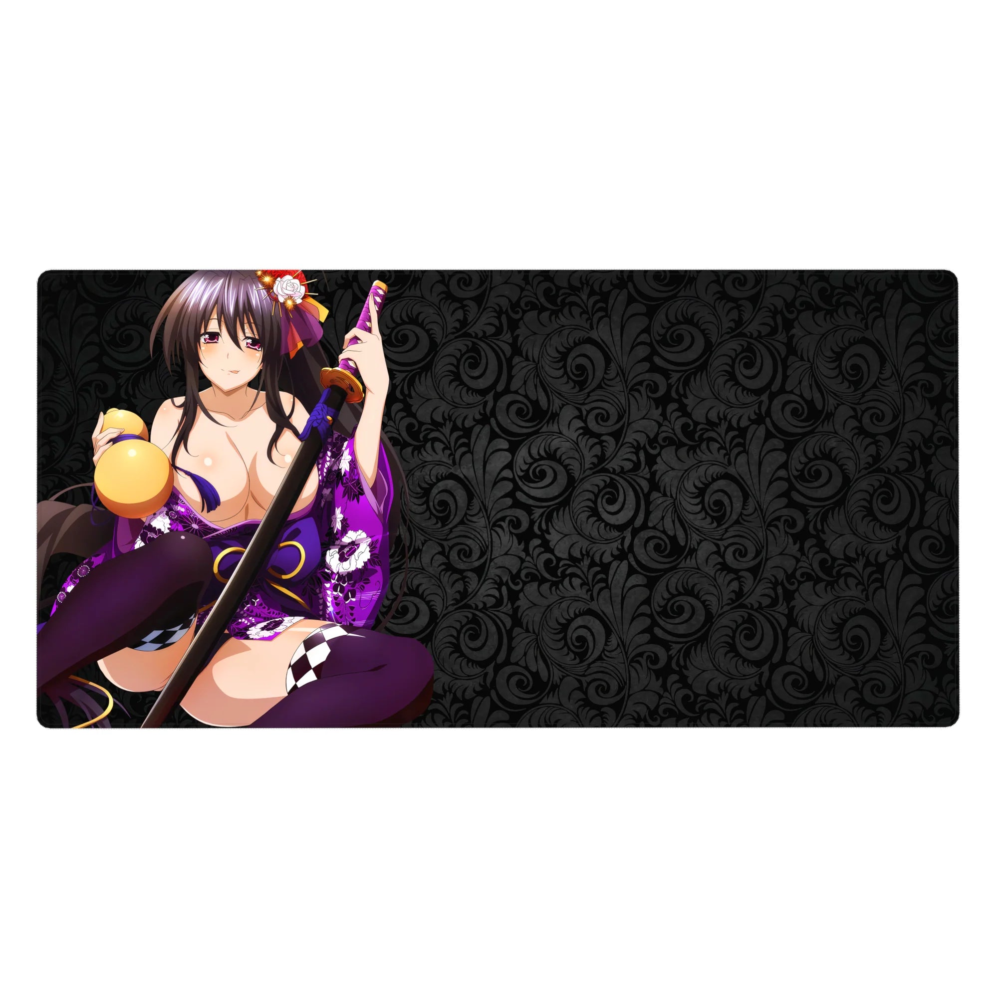 Akeno Himejima desk pad 40x20 inches, with her sly smile and violet eyes, perfect for High School DxD fans seeking queen energy.