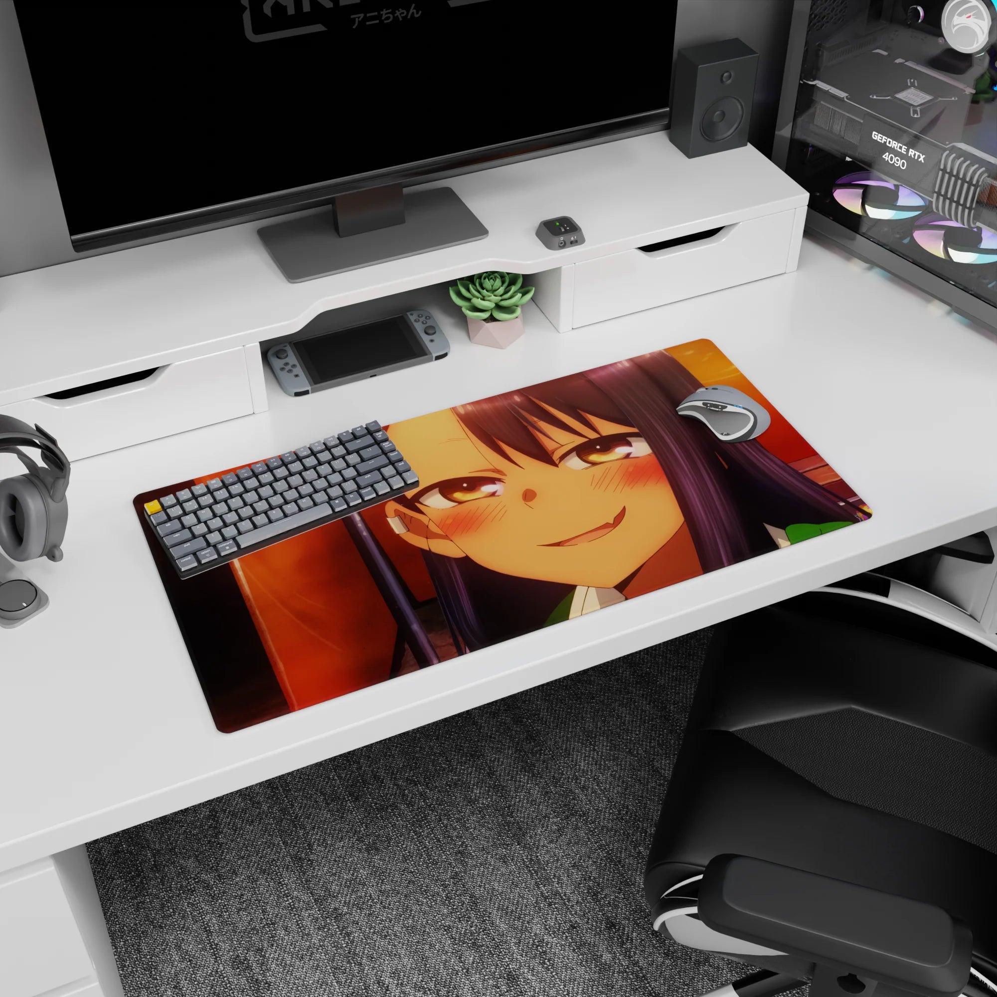 Hayase Nagatoro smirking anime mouse pad 32x16 inches from Don’t Toy with Me, Miss Nagatoro.