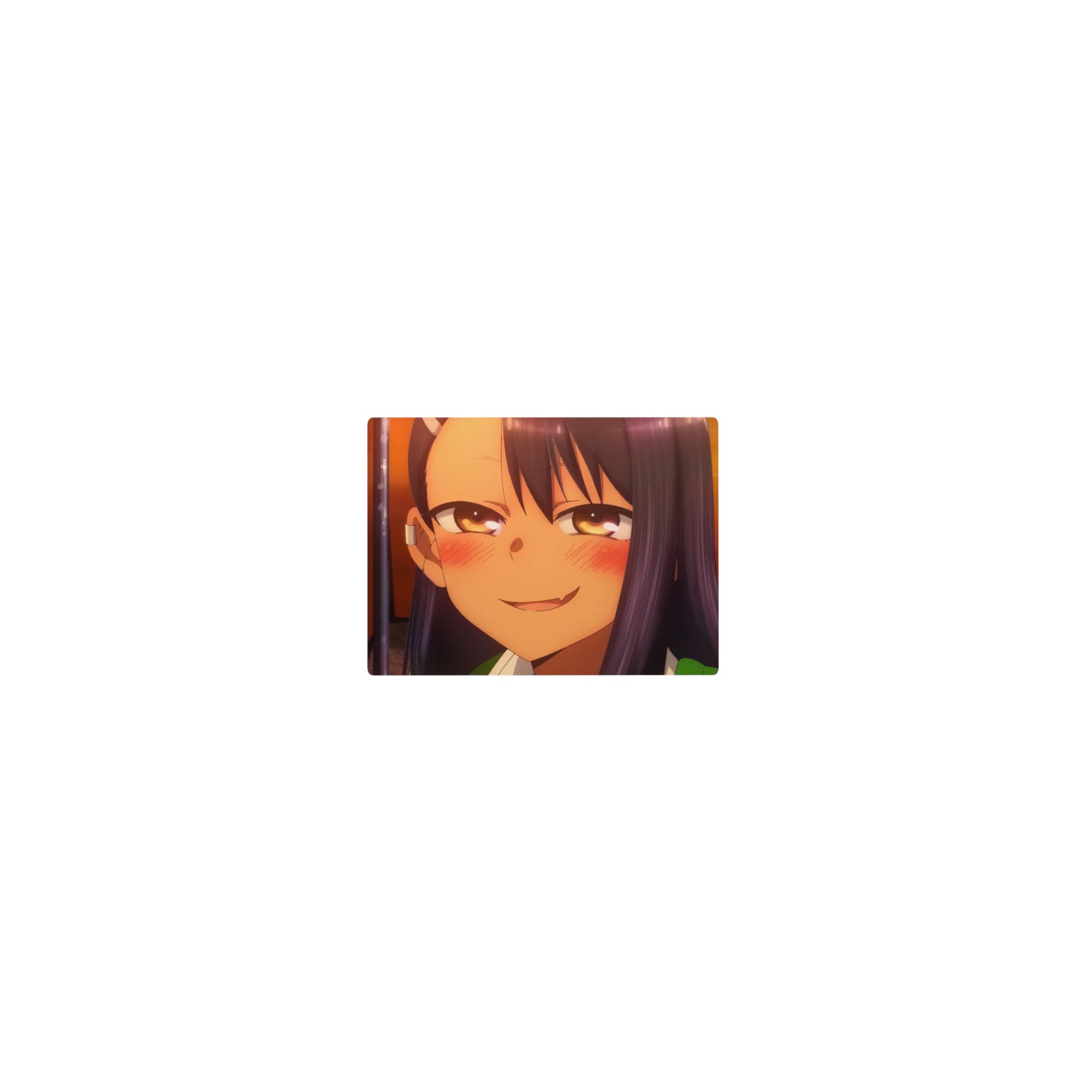 Classic anime girl mouse pad 14x10 inches with teasing grin, smooth glide surface, vivid print.