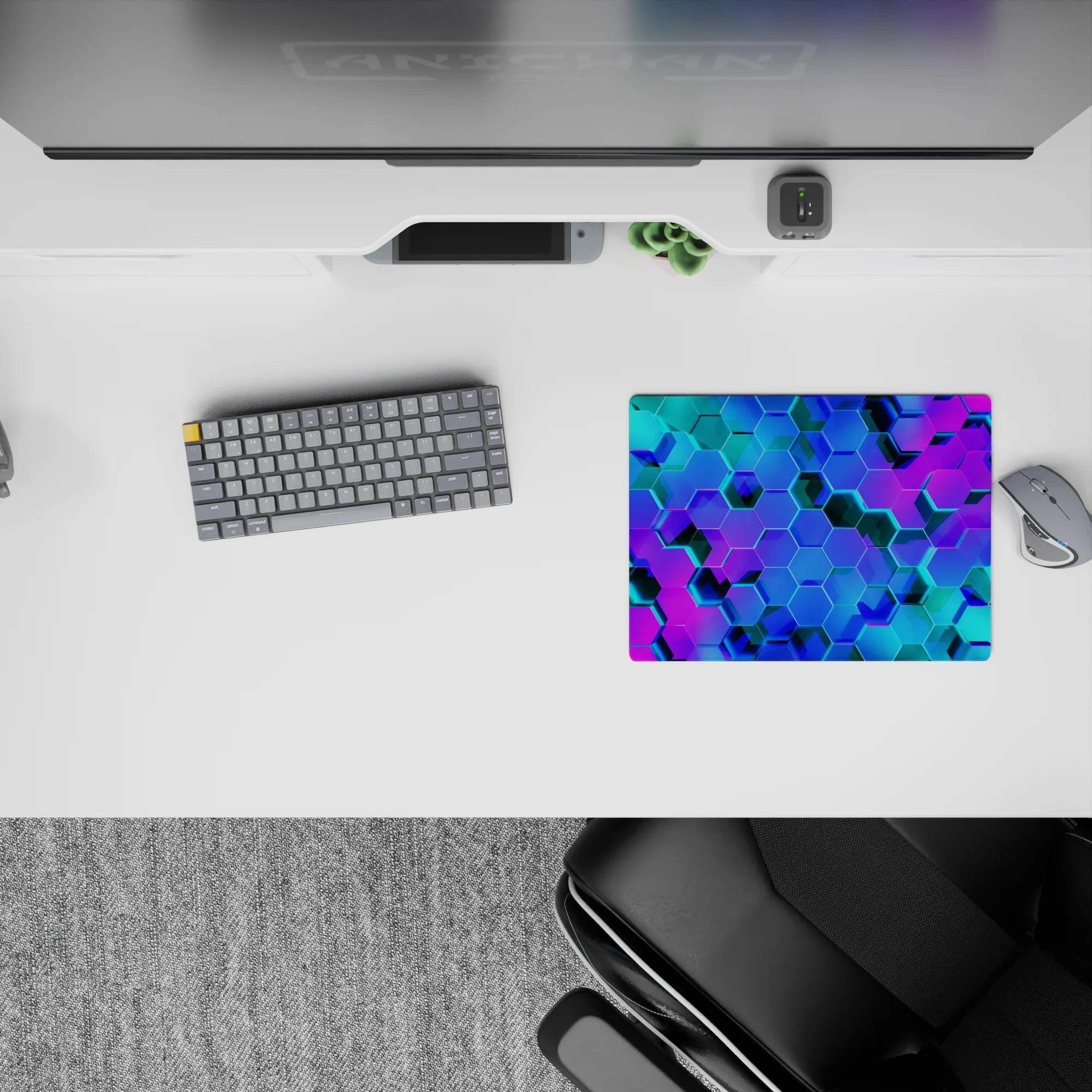 Geometry Abstract Deskmat | Mousepad | Deskpad - Neon Hive - AniChan