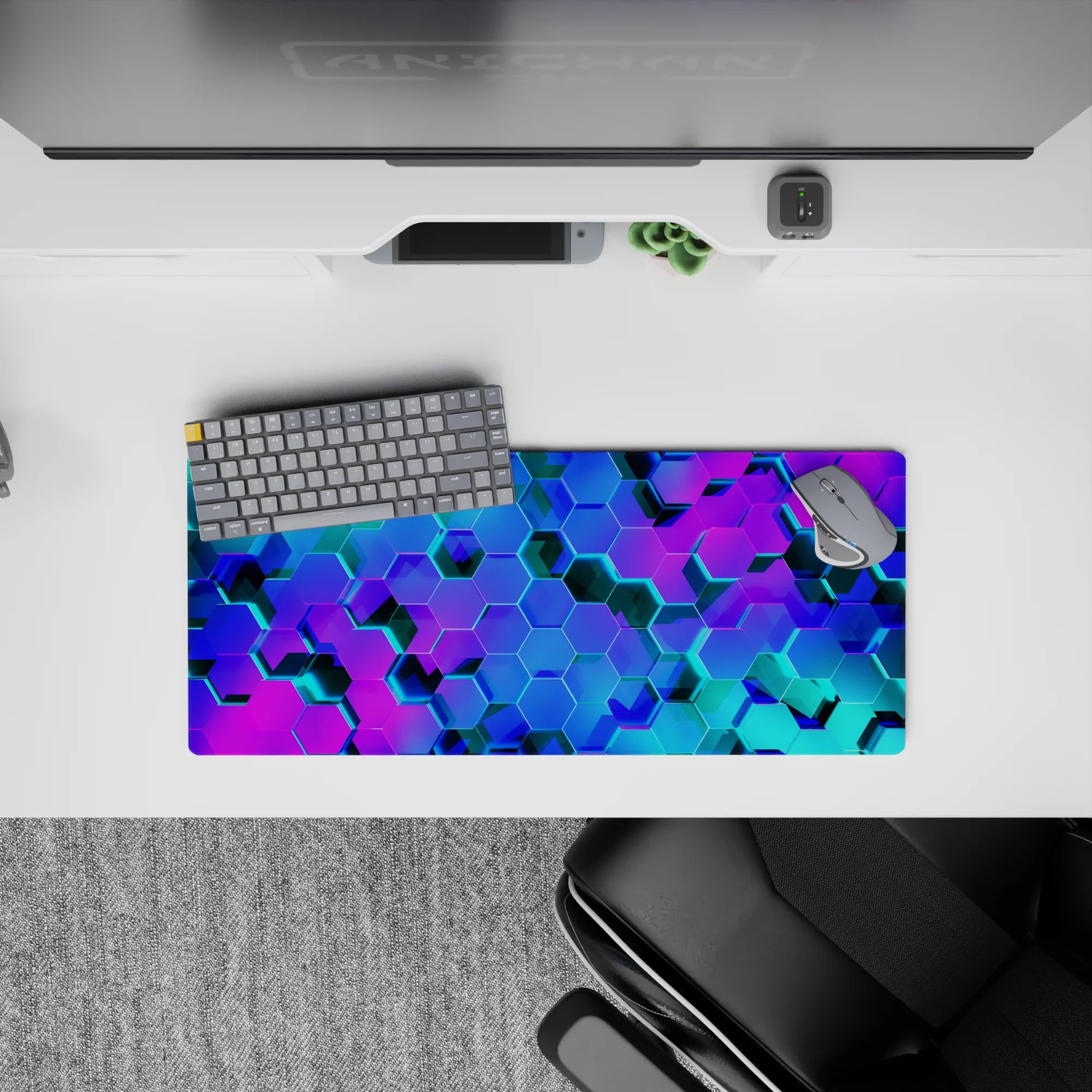 Geometry Abstract Deskmat | Mousepad | Deskpad - Neon Hive - AniChan