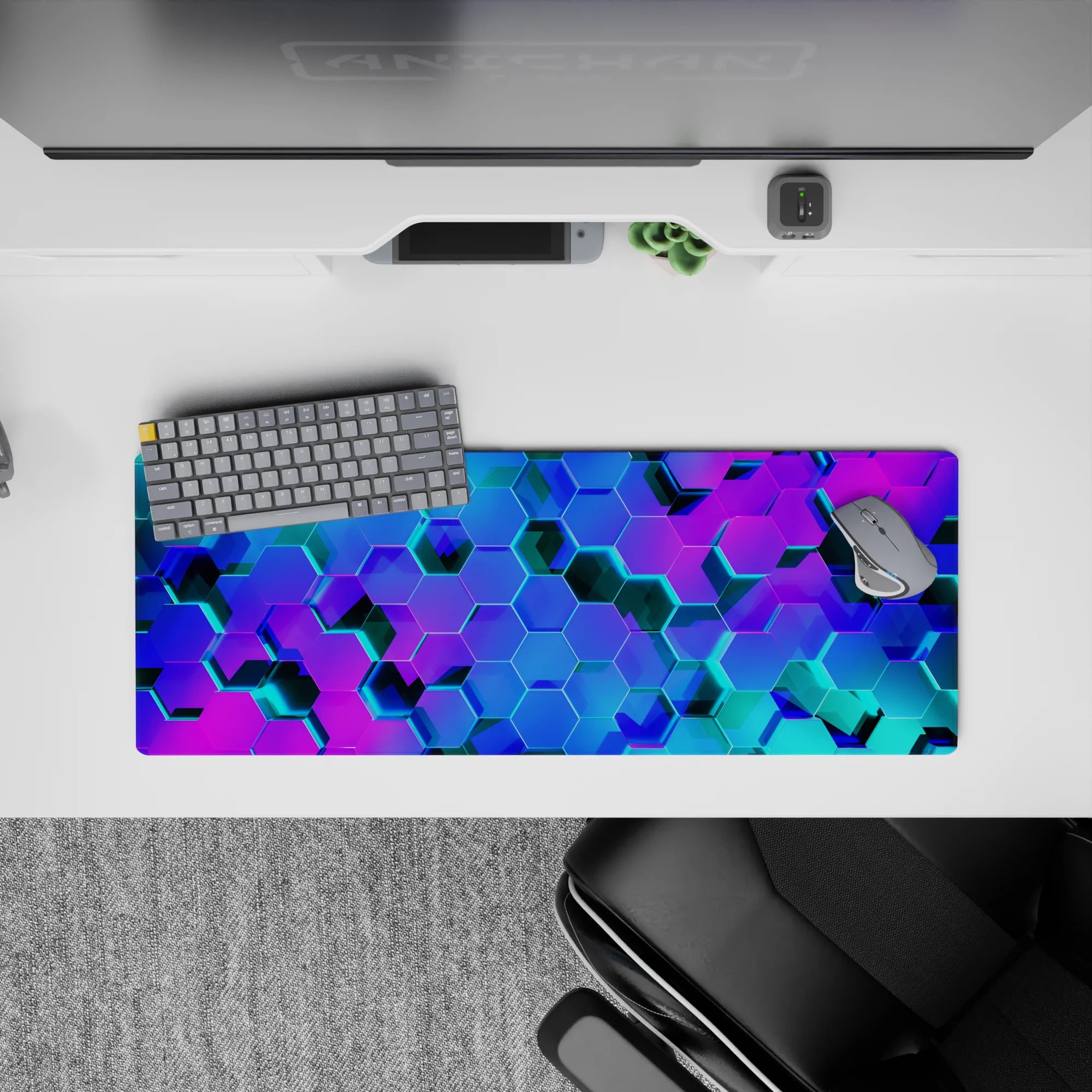 Geometry Abstract Deskmat | Mousepad | Deskpad - Neon Hive - AniChan