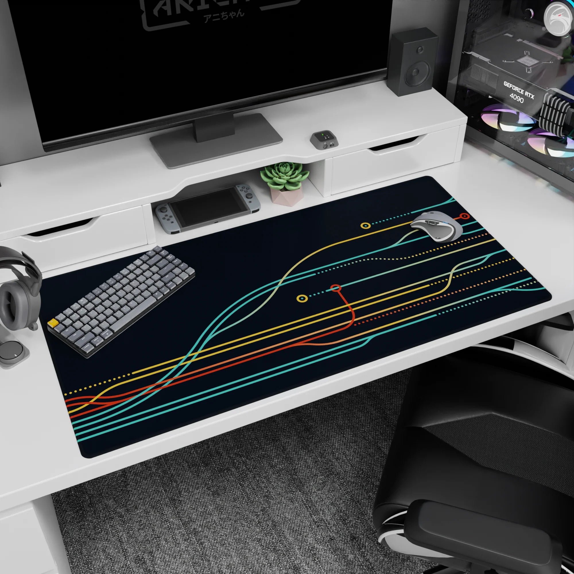 Geometry Abstract Deskmat | Mousepad | Deskpad - Tech Pathways - AniChan