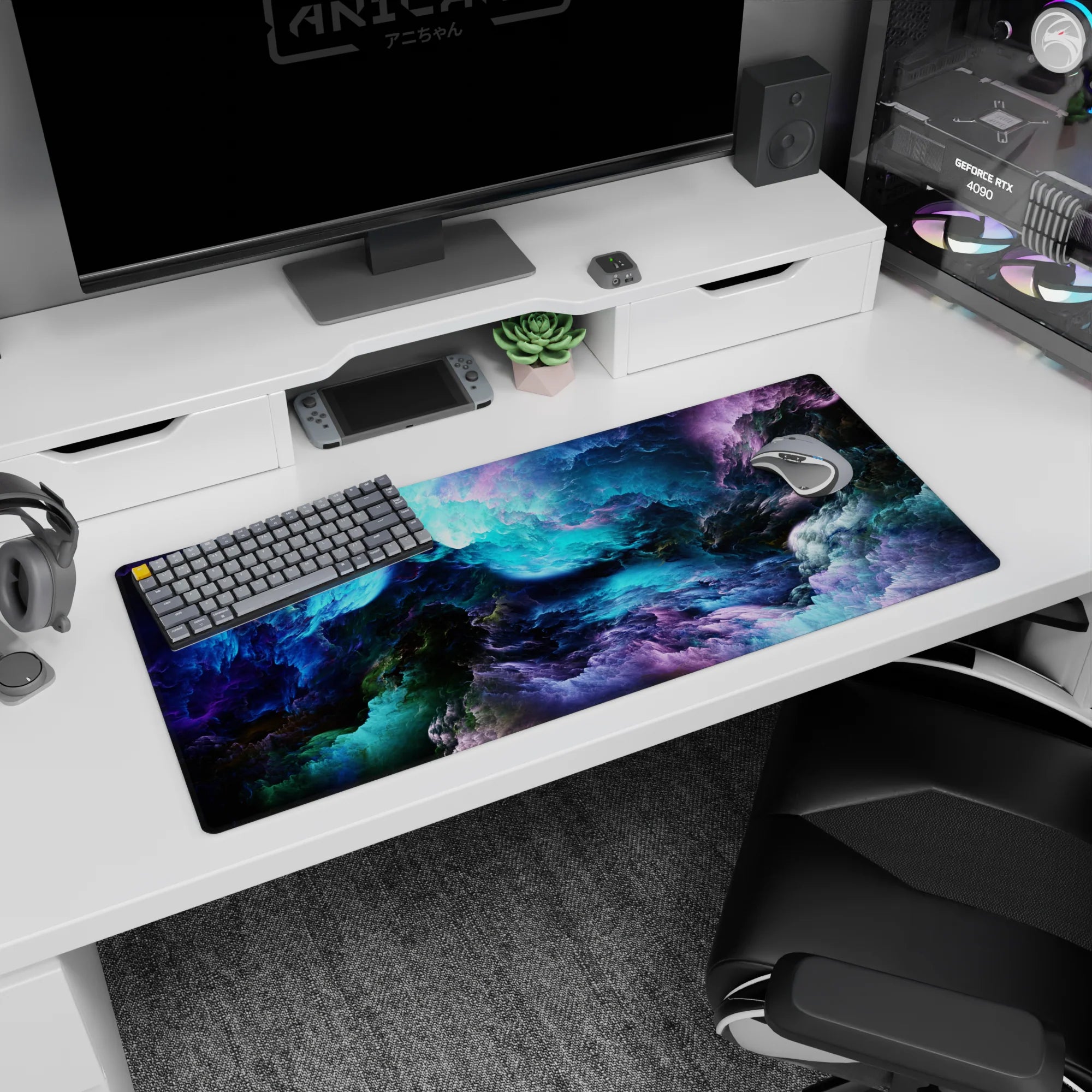 Abstract Deskmat | Mousepad | Deskpad - Cosmic Cascade - AniChan