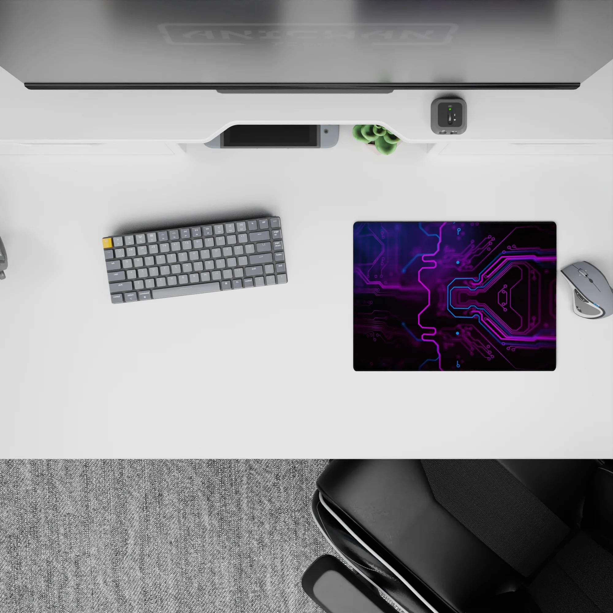 Abstract Deskmat | Mousepad | Deskpad - Neon Circuit Flow - AniChan