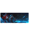 Anime mouse pad 32x12 inches featuring Joker from Persona 5 with Arsène, showcasing dynamic shadows and fiery red accents.