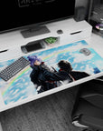 Naruto Shippuden 40x20 inches desk pad showing Konan facing Pain in a windy sky with flying paper shards.