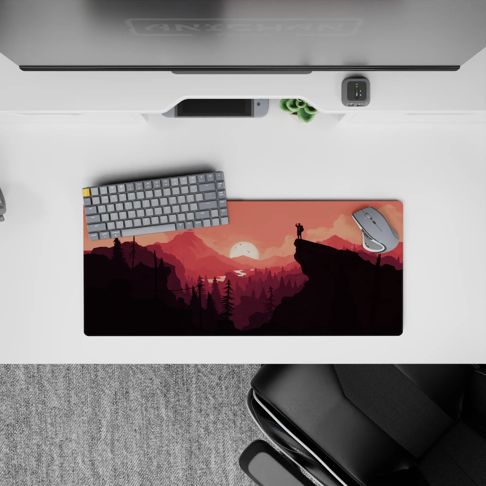 Vector Landscapes Deskmat | Mousepad | Deskpad - Crimson Horizons