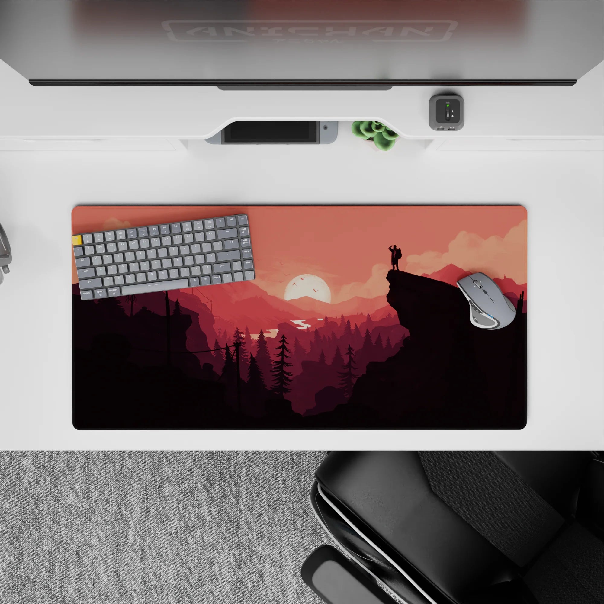 Vector Landscapes Deskmat | Mousepad | Deskpad - Crimson Horizons