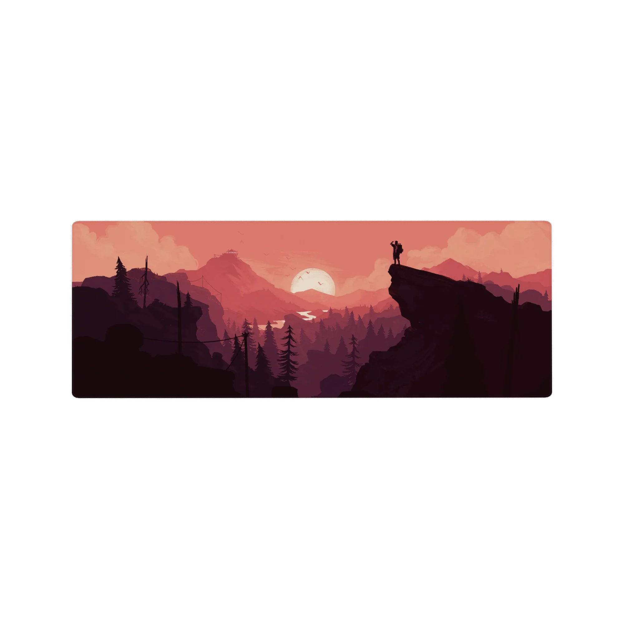 Vector Landscapes Deskmat | Mousepad | Deskpad - Crimson Horizons