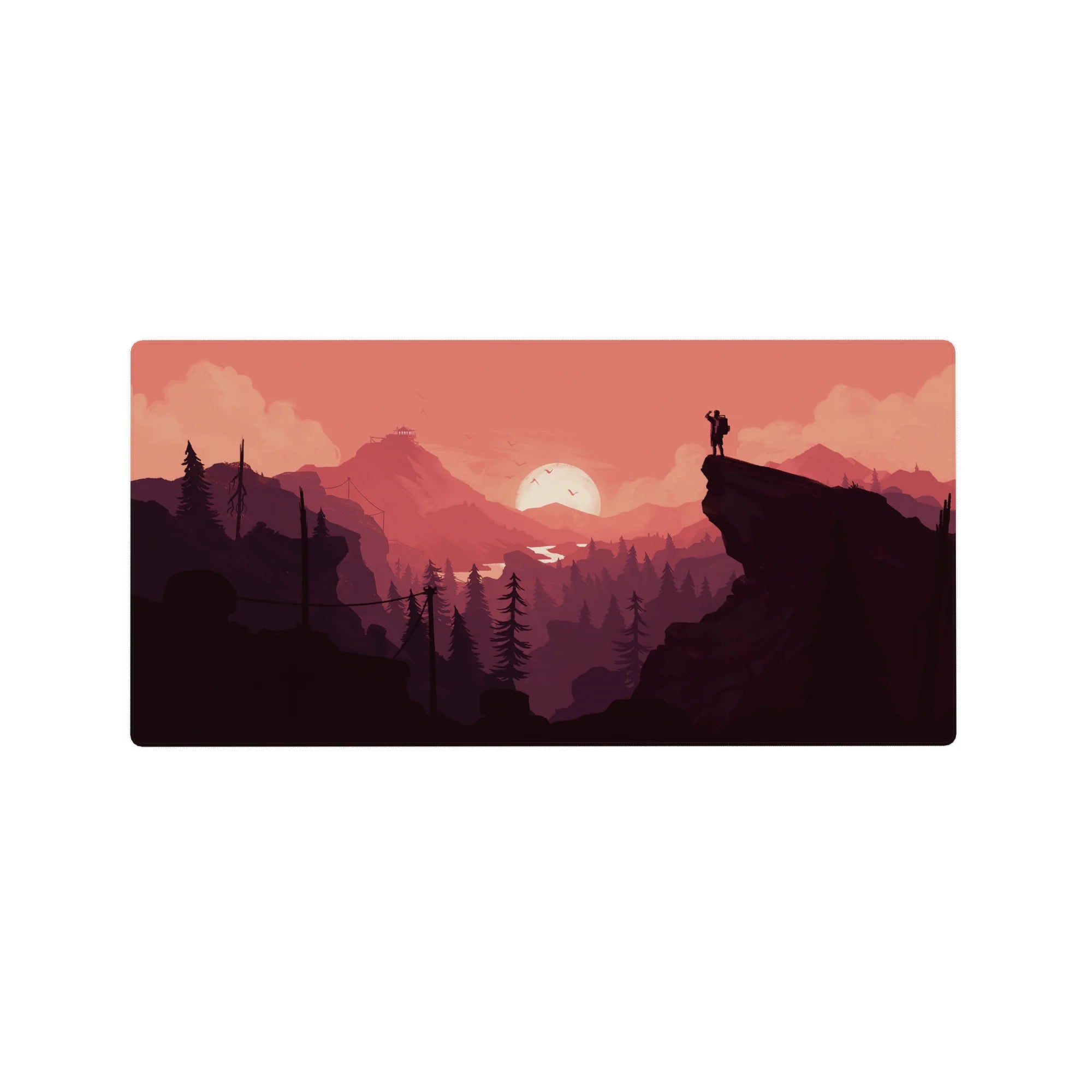 Vector Landscapes Deskmat | Mousepad | Deskpad - Crimson Horizons