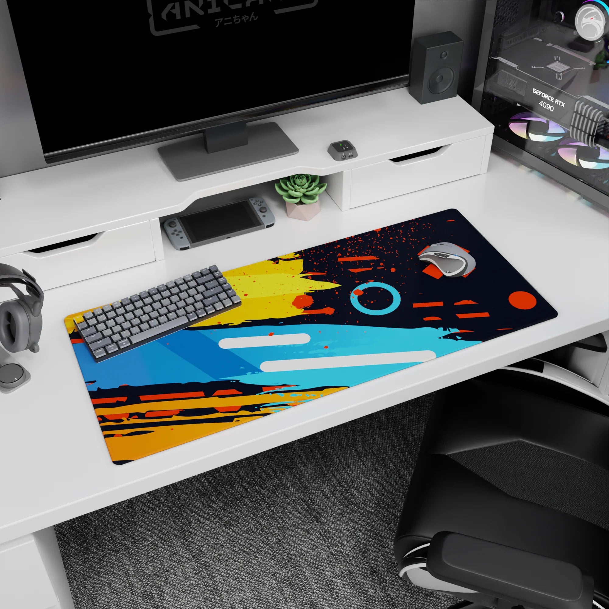 Abstract Deskmat | Mousepad | Deskpad - Color Splash Energy - AniChan