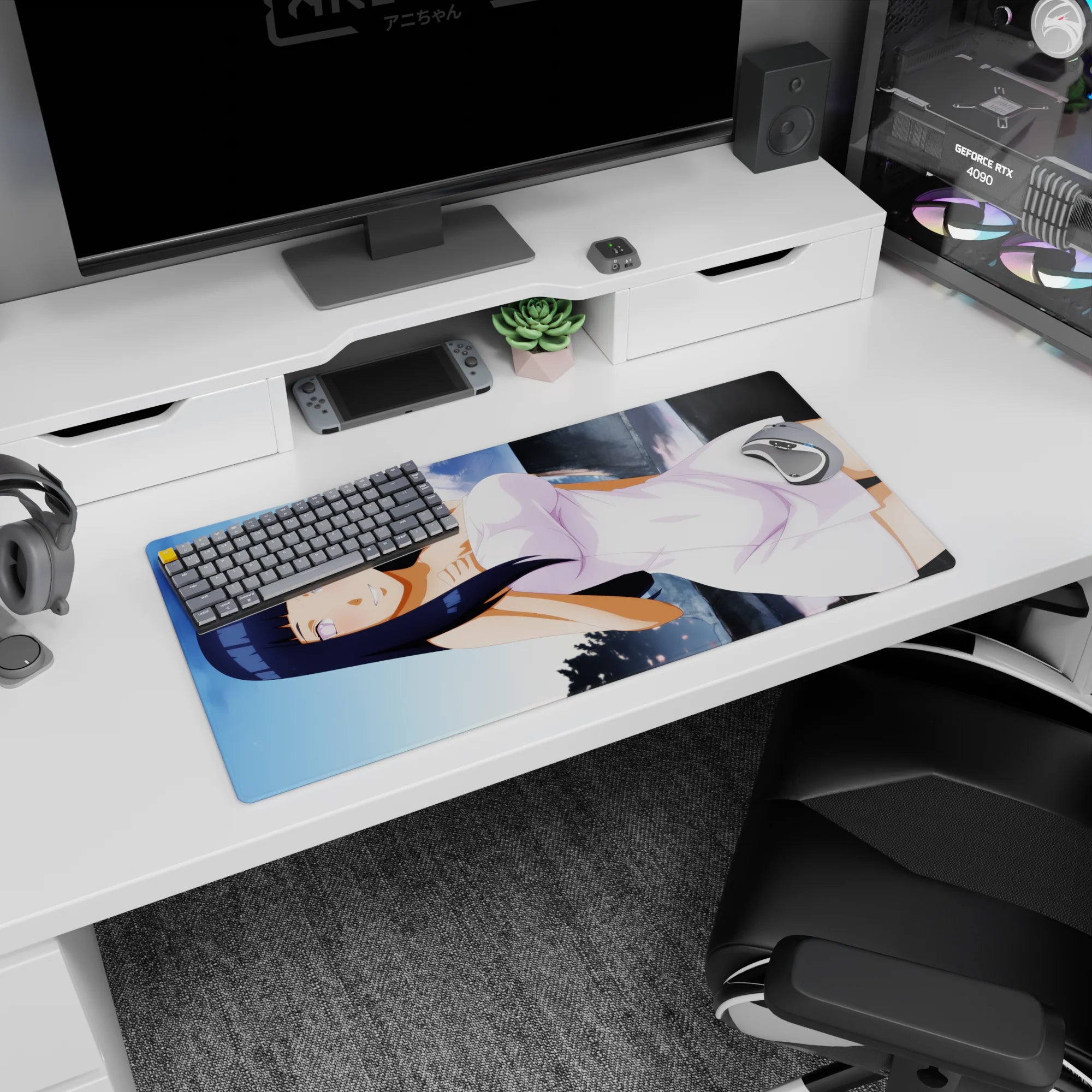 32x16 inches Hinata Hyuga Naruto mouse pad, cute quiet crush energy as she lounges across your desk.
