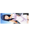32x12 inches anime girl mouse pad featuring Hinata-style anime art lounging in a white dress, glossy finish.