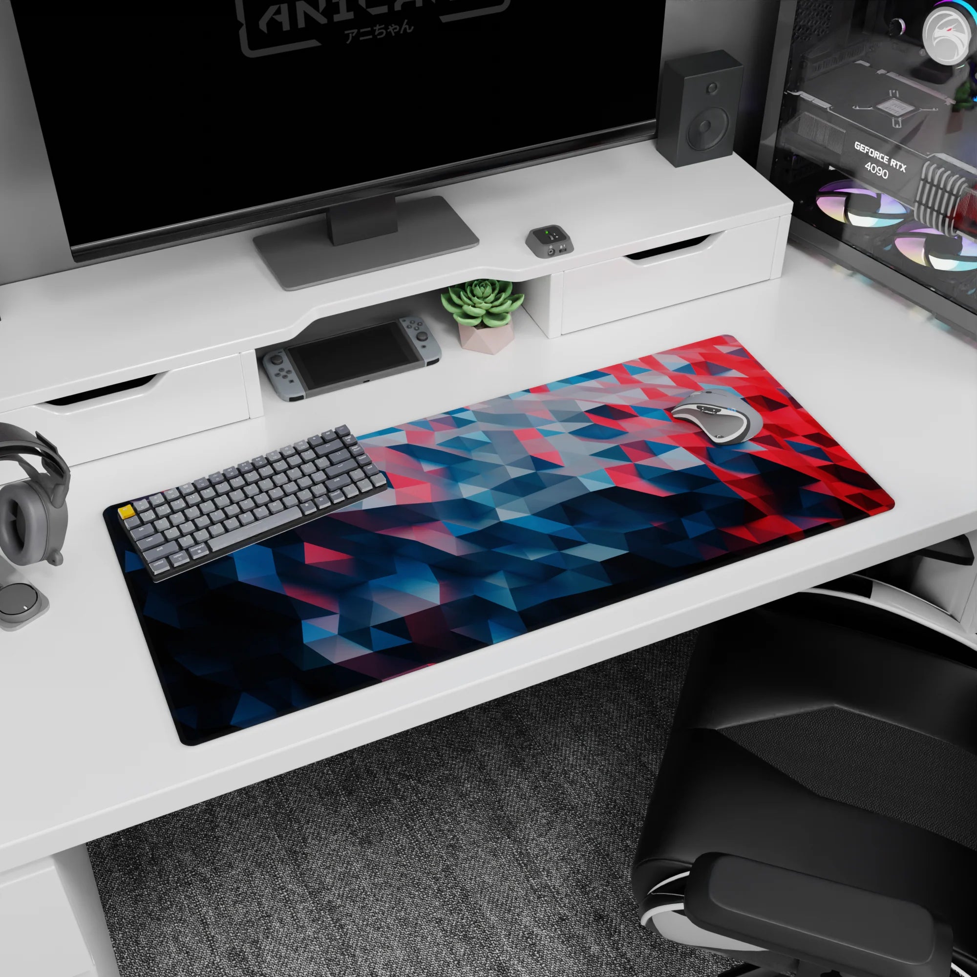 Geometry Abstract Deskmat | Mousepad | Deskpad - Waves of Geometry - AniChan