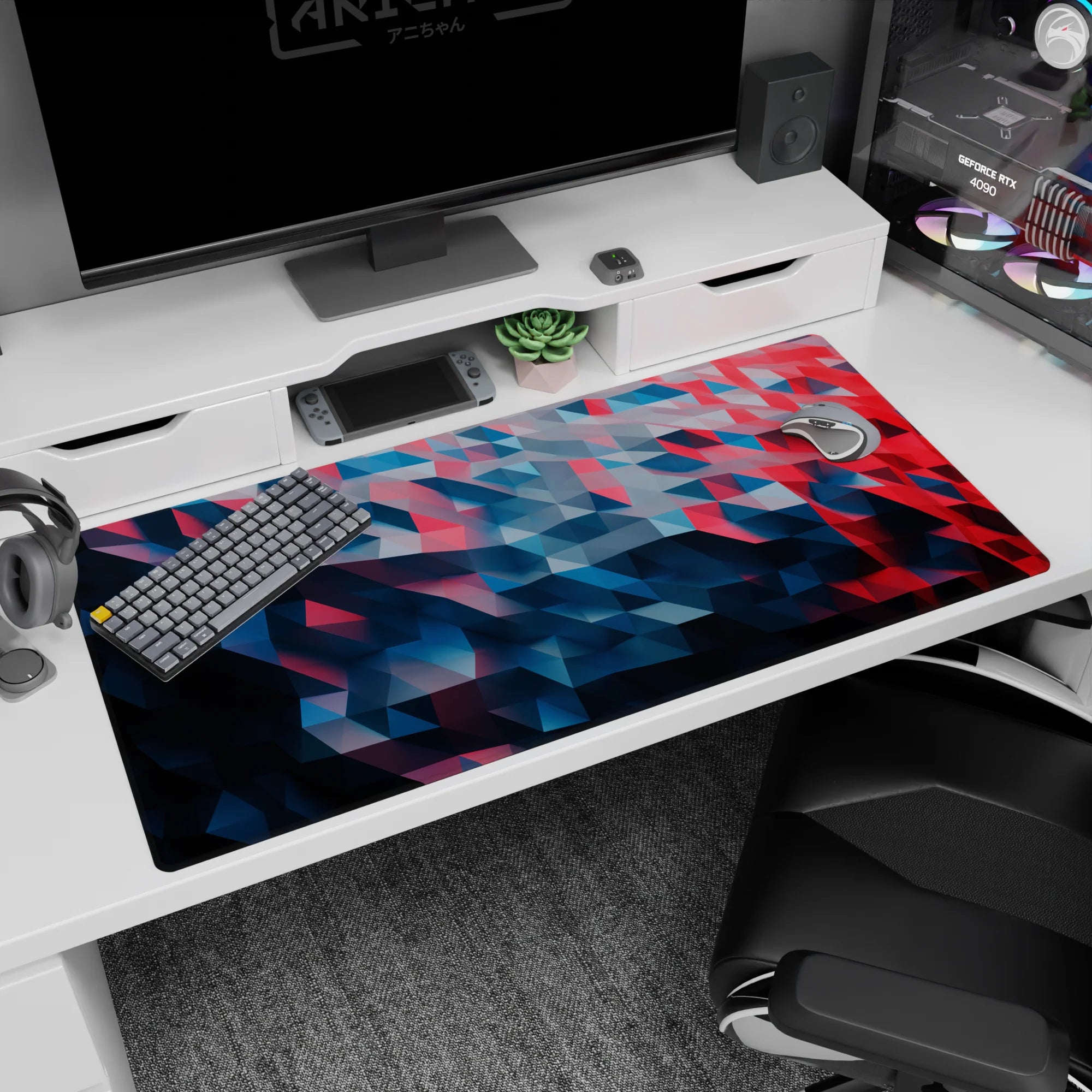 Geometry Abstract Deskmat | Mousepad | Deskpad - Waves of Geometry - AniChan