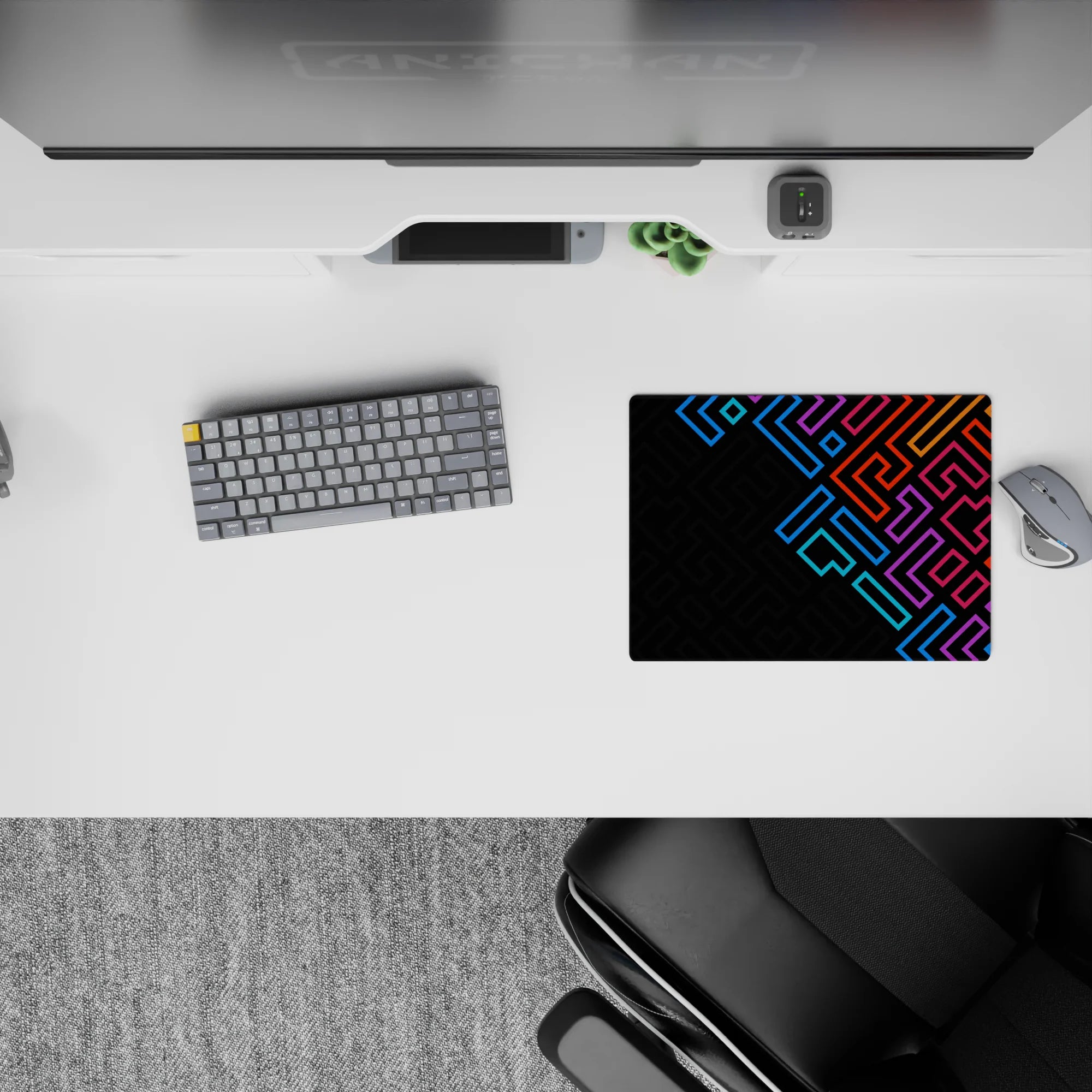 Geometry Abstract Deskmat | Mousepad | Deskpad - Neon Maze - AniChan