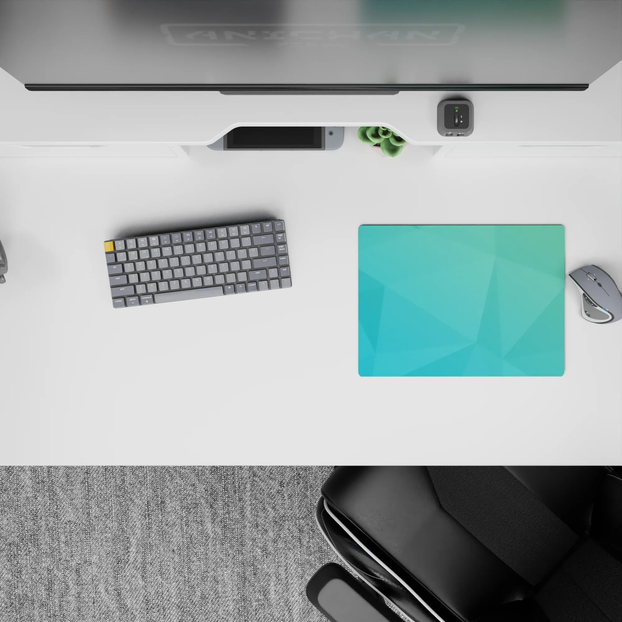 Geometry Abstract Deskmat | Mousepad | Deskpad - Aqua Serenity - AniChan