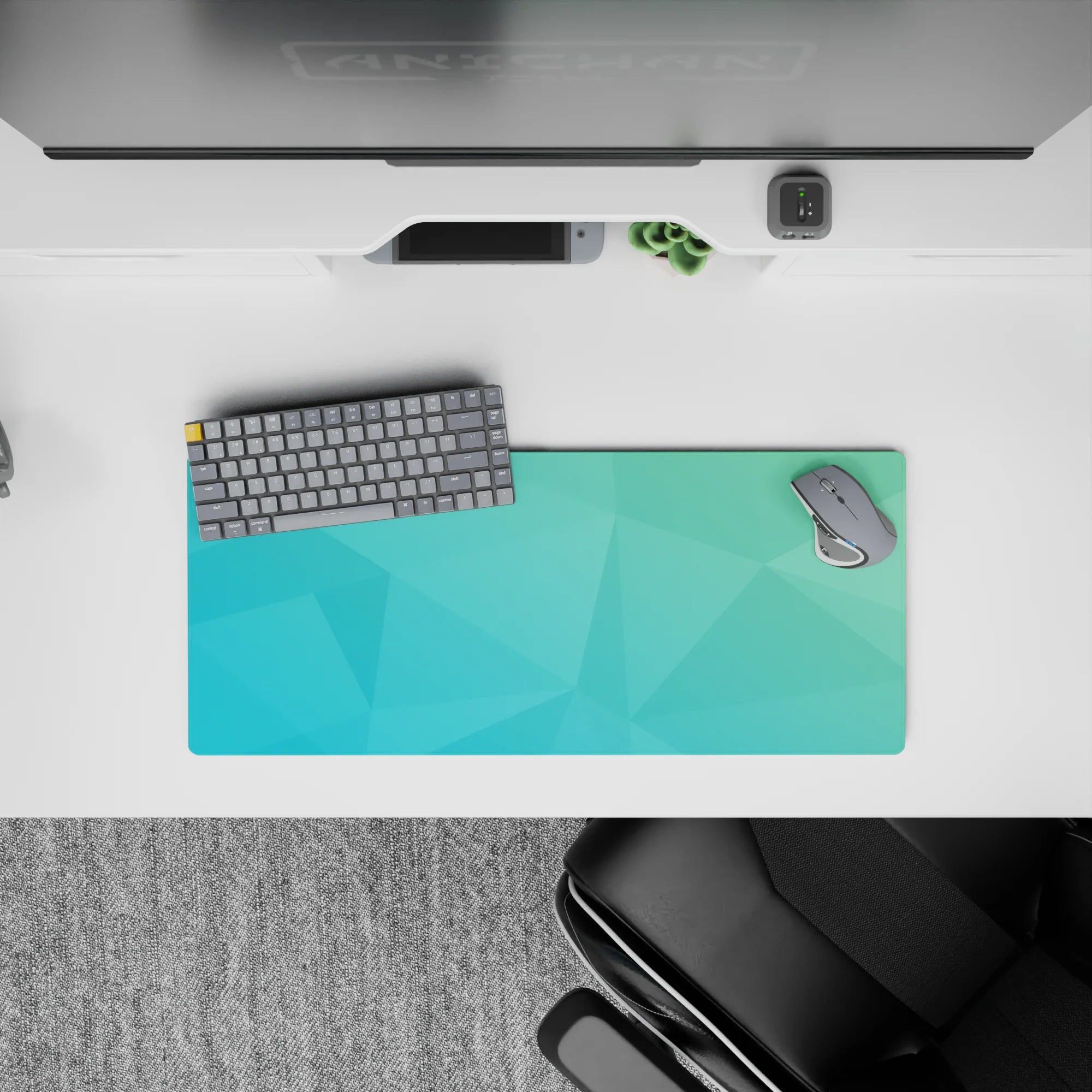 Geometry Abstract Deskmat | Mousepad | Deskpad - Aqua Serenity - AniChan