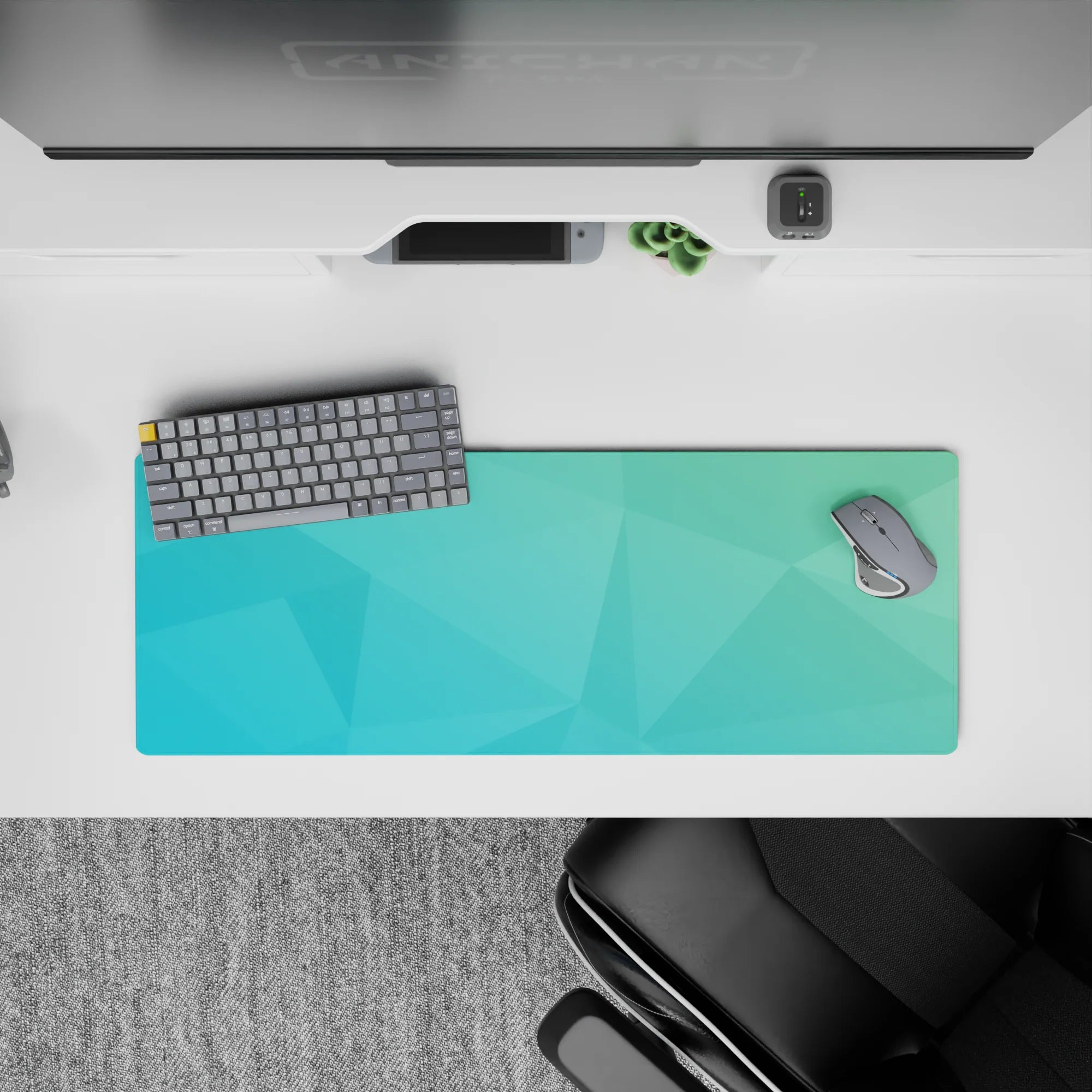 Geometry Abstract Deskmat | Mousepad | Deskpad - Aqua Serenity - AniChan