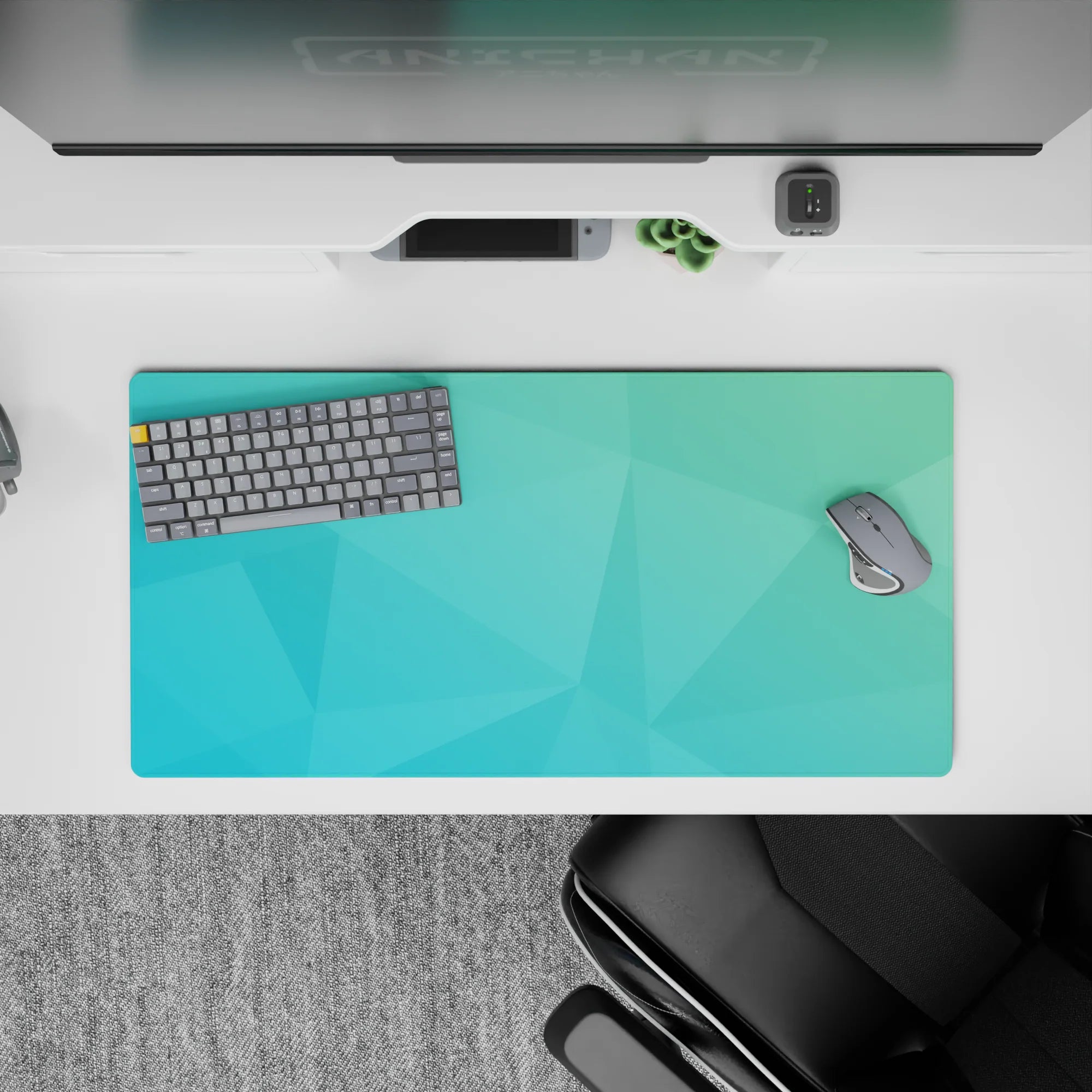 Geometry Abstract Deskmat | Mousepad | Deskpad - Aqua Serenity - AniChan