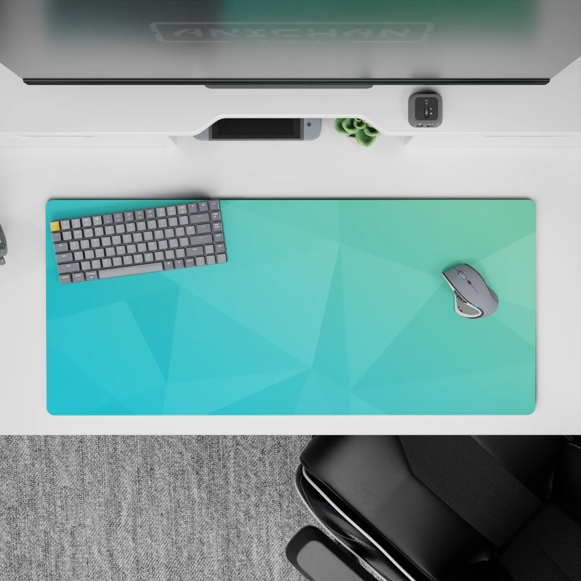 Geometry Abstract Deskmat | Mousepad | Deskpad - Aqua Serenity - AniChan