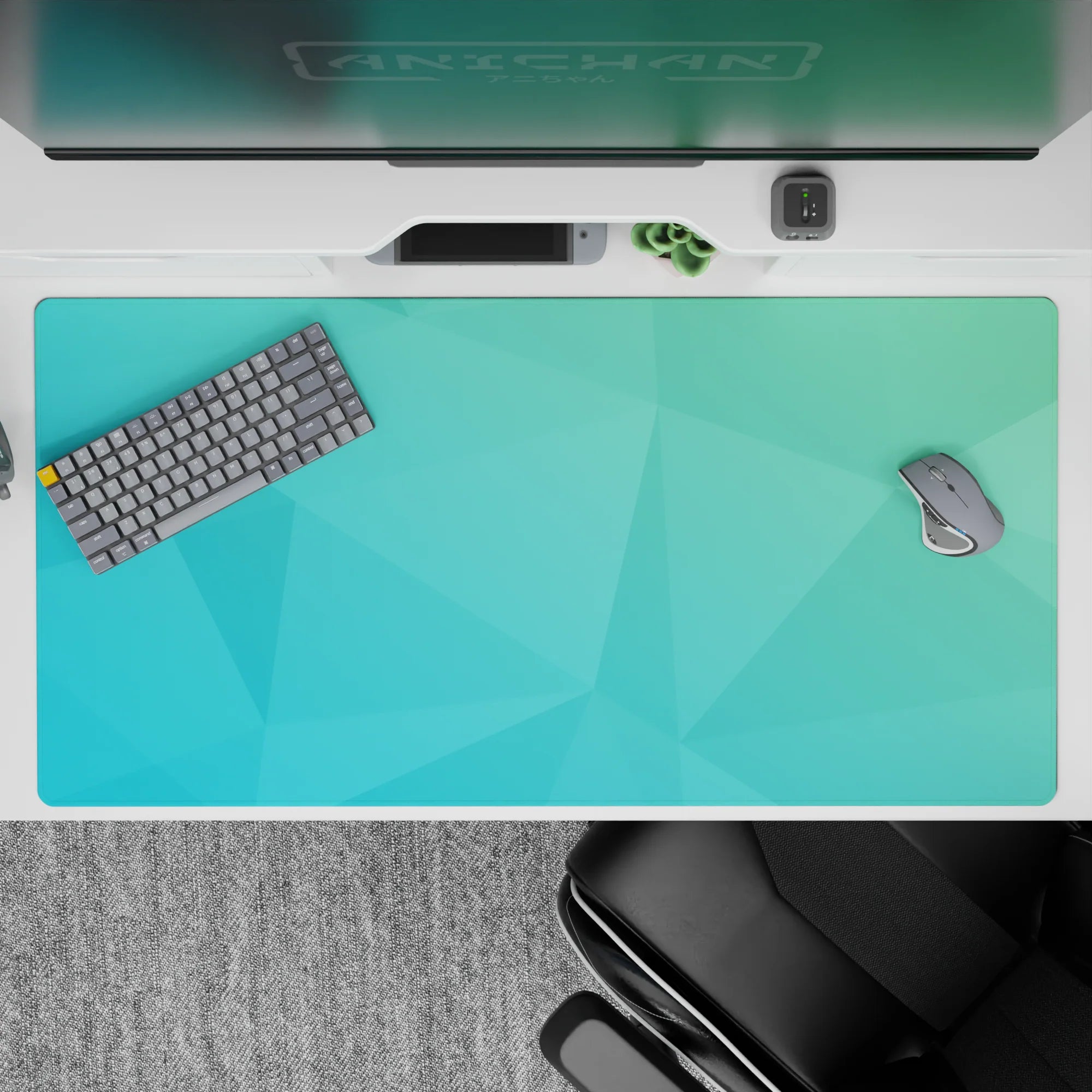 Geometry Abstract Deskmat | Mousepad | Deskpad - Aqua Serenity - AniChan