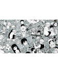 Ouran High School Host Club collage anime desk pad 40x20 inches with chibi faces, snacks, doodles.