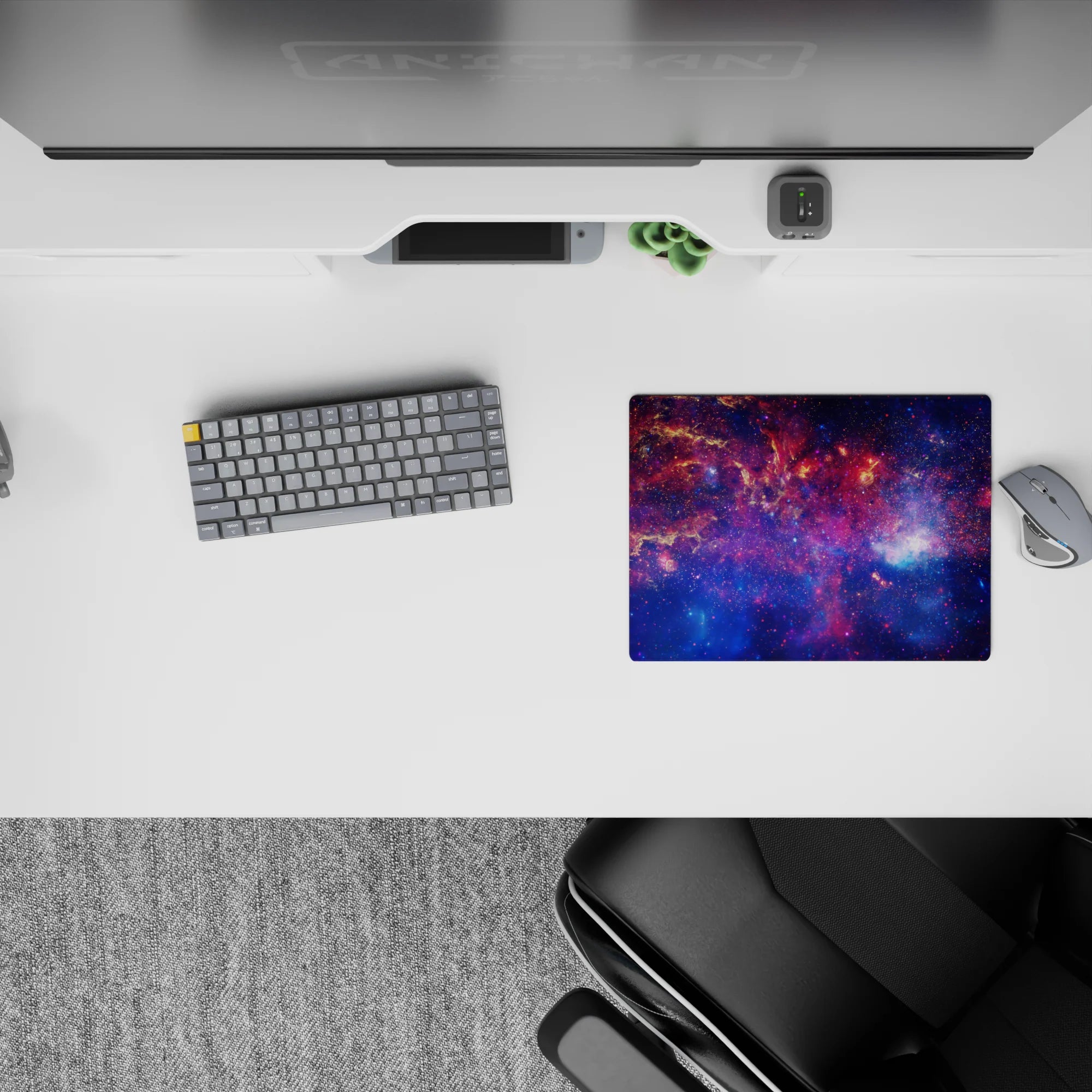 Dreamy 14x10 inches mouse pad in deep violet, midnight blue, and nebula pink sparkle.