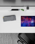 Dreamy 14x10 inches mouse pad in deep violet, midnight blue, and nebula pink sparkle.