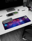 Night sky scene mouse pad 32x12 inches with tiny stars scattered across a dreamy galaxy backdrop.