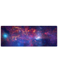 Galaxy watercolor desk mouse pad 32x12 inches with starry swirls and nebula accents for smooth tracking.