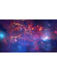 Galaxy watercolor desk pad with starry cosmic swirls, smooth surface, 40x20 inches.