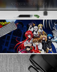 High School DxD desk pad, 40x20 inches, featuring Rias, Akeno, Koneko, Asia, Xenovia, Irina, and Issei with Boosted Gear.