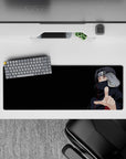 Dark black-and-red 32x12 inches anime desk mat with intense Sharingan mood and crisp red piping.